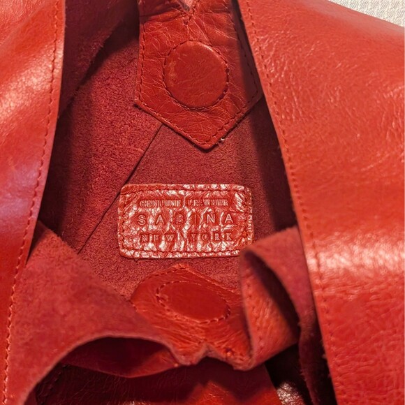Sabina New York Red Leather Shoulder Bag Designer Purse & Wristlet  Mag Closure - Picture 2 of 12